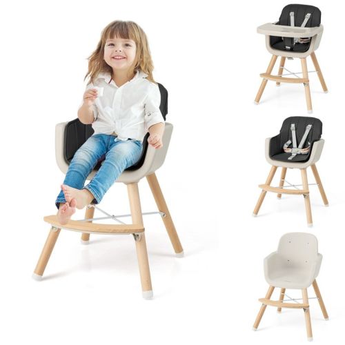 Infans 6-in-1 Baby Wooden Highchair/Toddler Chair with Removable Tray, 5-Point Harness, Convertible High Chair for Babies and Toddlers