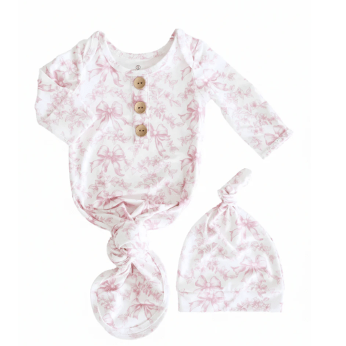 [NEWBORN] Fancy Frills Newborn Baby Knot Gown & Hat Set