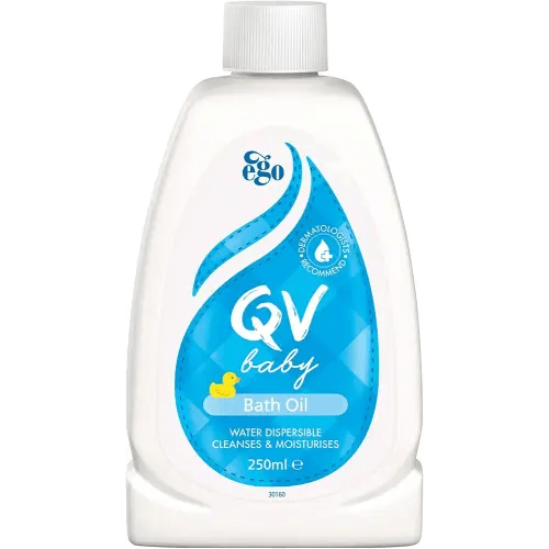 QV Baby Bath Oil 250ml -Moisturising Formula Helps Revive Large Areas of Dry or Sensitive Skin. Suitable for use on Dry Skin, Eczema, Dermatitis and Psoriasis.