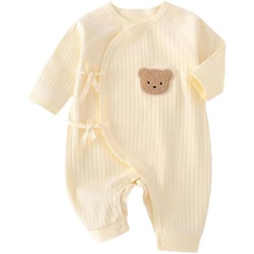 Baby Newborn Unisex Romper Clothes, 100% Cotton Soft Cute Bear Newborn Infant Baby Clothes Bodysuit Long Sleeve