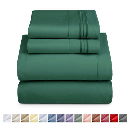 Nestl Twin Sheets Sets, 3 Piece Instantly Soft, Deep Pocket Twin Bedding, Soft Microfiber Kids Bedding Set, Hunter Green