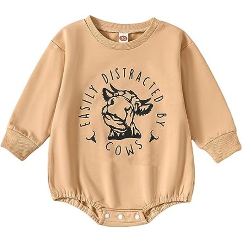 Kayotuas Western Baby Boy Girl Clothes Cowgirl Sweatshirt Romper Long Sleeve Bodysuit Oversized Sweater Spring Fall Outfits
