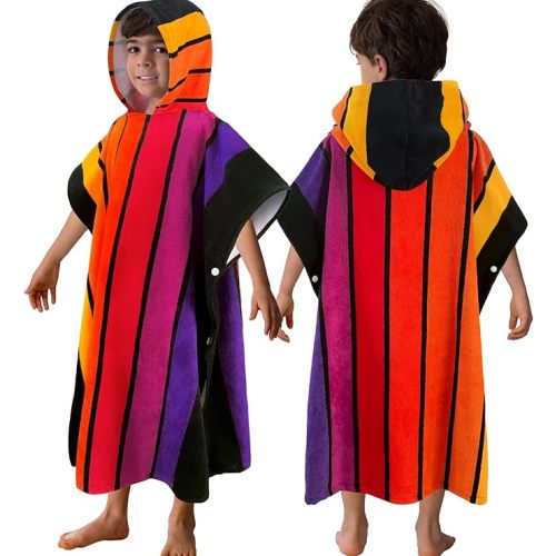VOOVA & MOVAS Toddler Towels with Hood, Oversized (2-4Years,21"X21") Made from 100% Soft Cotton,Absorbent Hooded Poncho Towel for Baby Girls,Perfect for Pool | Swimming | Bath | Beach,Pink Stripe