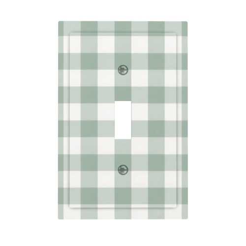 Sage Green Gingham Light Switch Cover - Full Cover Square