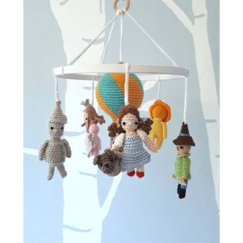 Fairytale Wizard of Oz crib mobile with hot air balloon