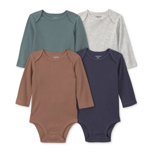 Baby Boys' Long-Sleeve Bodysuits, 4-Pack