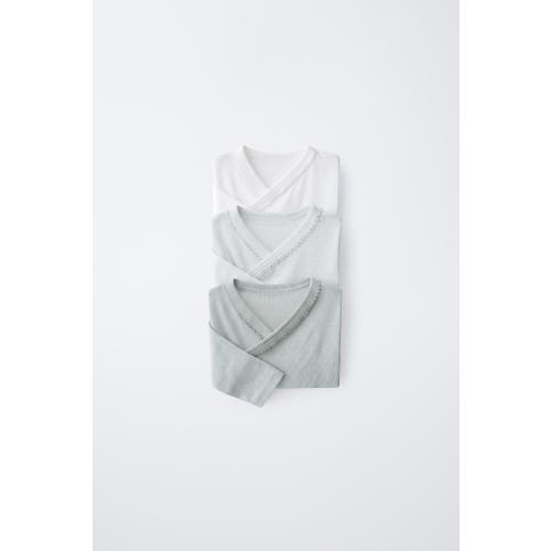 3-PACK POINTELLE CROSSOVER BODYSUTIS - Sea green | ZARA United States