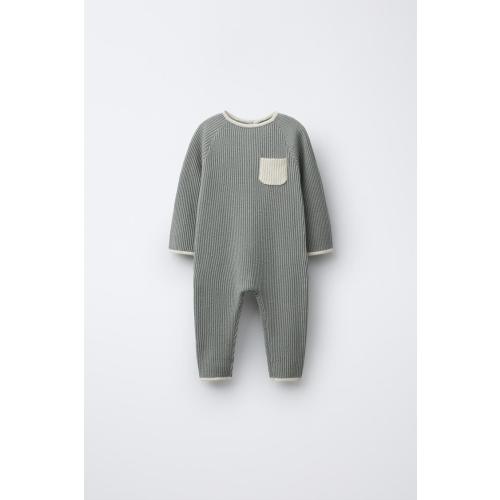 CONTRAST TRIM JUMPSUIT - Light khaki | ZARA United States