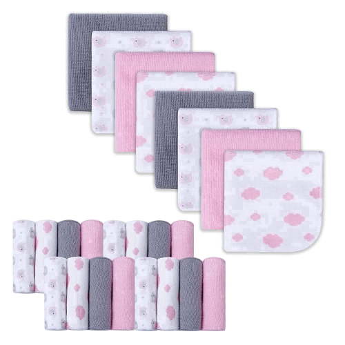 Viviland Animal Print Elephant Washcloths 24 Count, Baby Towels and Washcloths Face Towel Unisex for Boys Girls Body