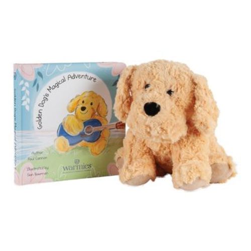 Intelex Warmies® Microwavable Plush 13" Golden Dog and Board Book