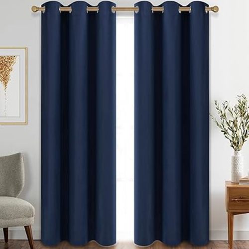Diraysid Blackout Curtains for Bedroom Grommet Thermal Insulated Room Darkening Curtains (42 x 84 Inch, 2 Panels, Navy Blue)