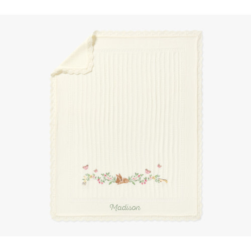 Aerin Fawn Emrboidered Pointelle Baby Blanket