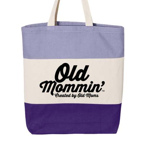 Old Mommin Tri Color Canvas Tote
