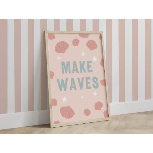 Make Waves Mermaid and Sea Shell Print, Girl Bedroom Decor, Under the Sea Nursery Print