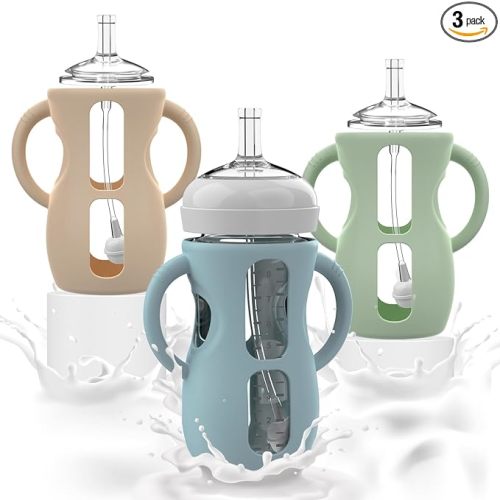 Straw Cup Conversion kit for Philips Avent Baby Bottles 8oz, Avent Straw Cup Conversion Kit, Toddler Learning Cup Conversion Set, Pack of 3