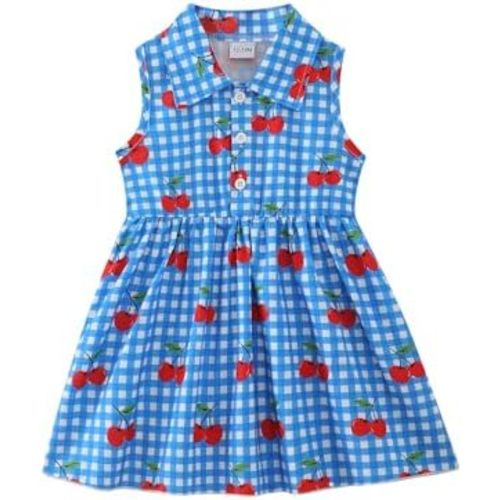 Saeaby Baby Girl Dress Summer Dresses Toddler Girl Clothes Polo Collar Ruffle Sundress Sleeveless Outfit for Girls