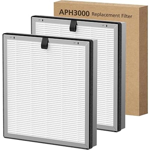 APH3000 Replacement Filter Compatible with KNKA APH3000 Air Purifi-er, 3-IN-1 HEPA and Activated Carbon Filter for Dust Pollen Pet Dander Odor Smoke, 2 Pack