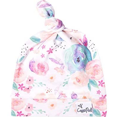 Copper Pearl Baby Beanie Hat Top Knot Stretchy Soft Bloom