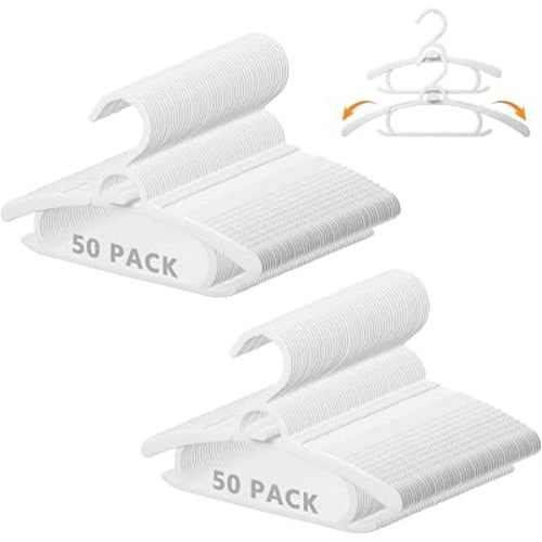 100 Pack Baby Clothes Hangers 10-14" Adjustable Kids Hangers White