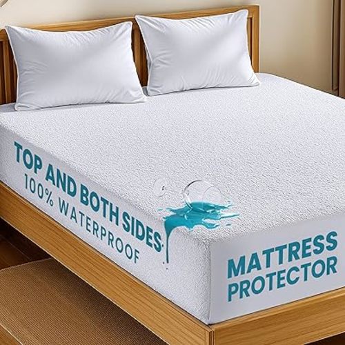 Utopia Bedding Dual Sided Mattress Protector with Waterproof Terry Top and Side Panels King Size, Soft and Breathable Mattress Cover, Fitted Style with Stretchable Elastic Pockets
