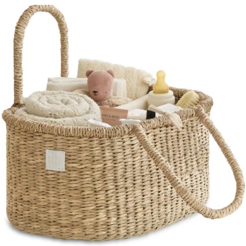 Baby Diaper Caddy Organizer "ROSA" Handmade & Natural by BEBE BASK® – BEBE BASK