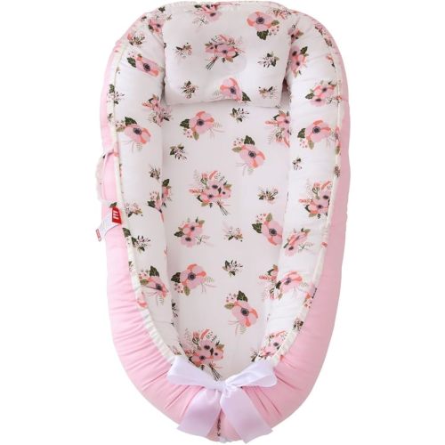 𝖡𝖺𝖻𝗒 lounger pillow for 𝗇𝖾𝗐𝖻𝗈𝗋𝗇 𝖻𝖺𝖻𝗒 Lounger - 𝖻𝖺𝖻𝗒 𝗇𝖾𝗌𝗍 𝖻𝖺𝖻𝗒 Essentials for 0-24 𝖬onths - Adjustable Soft 100% Cotton dock a tot 𝖻𝖺𝖻𝗒 lounger-Polka Dot Red