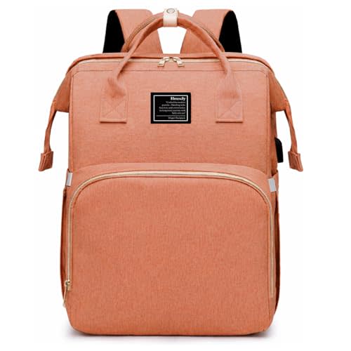 houscly Diaper Bag Backpack with Changing Station, 25L Large Capacity | Multifunction baby bag, baby registry search, baby girl newborn essentials must haves, baby shower gifts, Peach Pink
