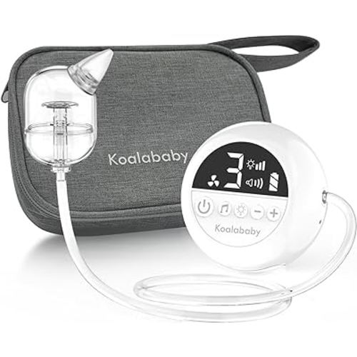 Koalababy Electric Nasal Aspirator for Baby – Hospital-Grade Nose Suction, 9 Suction Levels, Baby Nose Sucker, Nasal Cleaner, Night Light & Music, Soft Silicone Tips, Travel Bag