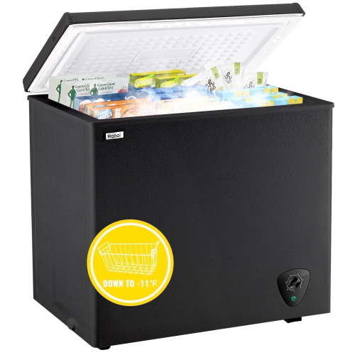 WANAI 165L Chest Freezer Small Deep Freeze with 7 Gears Temp Control & 3 Baskets for Office Dorm Kitchen Black