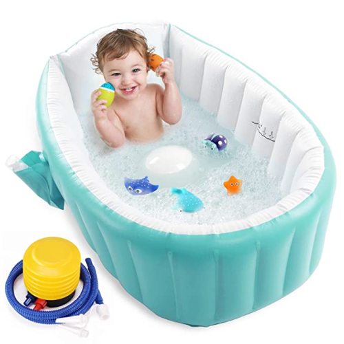 Amazon.com: Baby Inflatable Bathtub, Portable Infant Toddler Bathing Tub Non Slip Travel Bathtub Mini Air Swimming Pool Kids Thick Foldable Shower Basin, Green : Baby