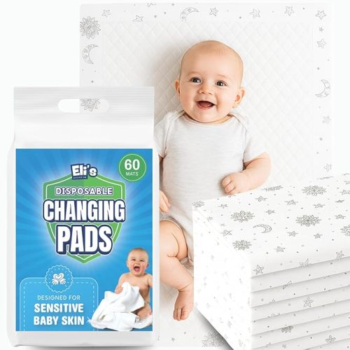 Eli with Love Disposable Baby Changing Pads - Soft, Waterproof & Leakproof Liners Absorbent Underpads - Large Travel Size Diaper Changing Mat for Home, Car, Diaper Bag - (60 Pack, Boho)