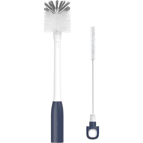 ROSEOK 2 in 1 Long Handle Bottle Brush with Straw Brush for Cleaning Glass, Sports Bottle, Coffee Mug,Navy Blue,1 Pack