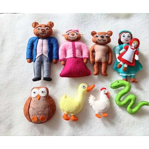 Little Bears Friends Felt Dolls Emily and Friend Handmade Soft Toy Gift for Kids Cute Animal Plush Waldorf Inspired Nursery Baby Shower Gift