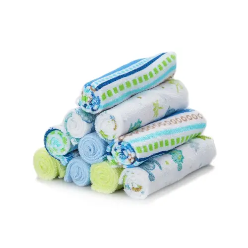Spasilk 10 Pack Soft Terry Bath Washcloths – Newborn Boy or Girl, Blue Stripes