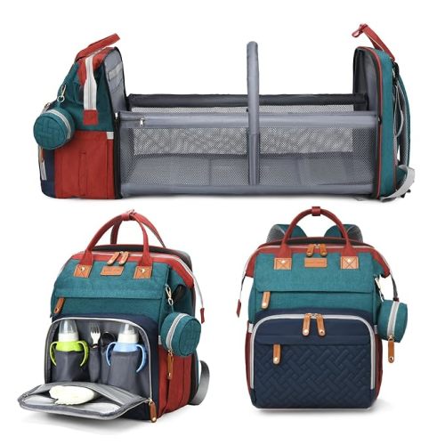 Jeryswet Baby Diaper Bags with Changing Station, Waterproof Large Capacity Diaper Bag Backpack for Moms Dads with USB Charging Port and Stroller Straps, Baby Shower Gifts, RGB