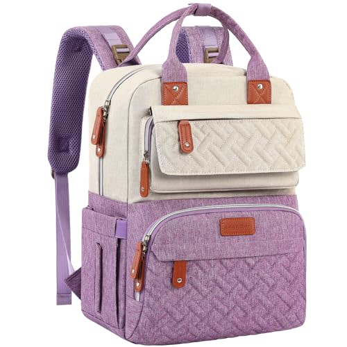 Diaper Bag Backpack, Large Unisex Baby Bags for Boys Girls, Purple Baby Nappy Diaper Bag, Multipurpose Travel Back Pack for Moms Dads with Insulated Pockets and Stroller Straps