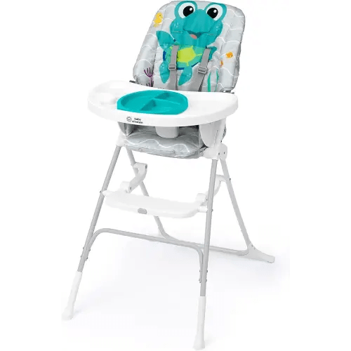 Baby Einstein Ocean Explorers Snack & Splash Compact Folding High Chair, with Water Mat, 5 Point Safety Harness, Ages 6 Months and Up, Unisex