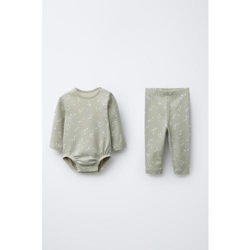 BODYSUIT AND LEGGINGS SET WITH TREES - Light green | ZARA United States