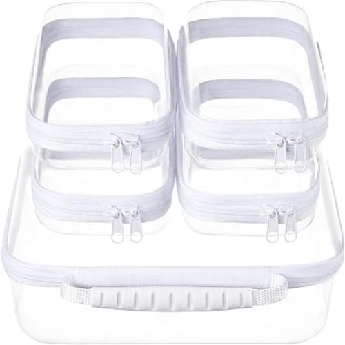5PCS Travel Essentials for Toiletries, 1.2MM Clear Hard Shell Zipper Case