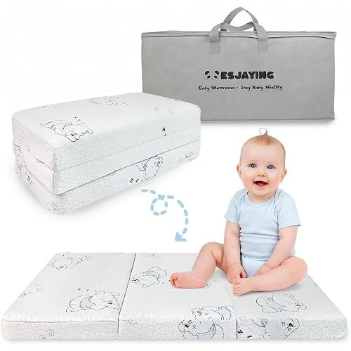 Trifold Pack and Play Mattress 38'' x 26'' x 3'', Portable Mini Crib Playpen Mattress for Baby, Soft Memory Foam Pack N Play Mattresses with Waterproof Washable Breathable Cover Winnie the Pooh