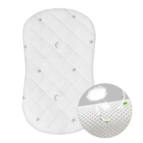 Waterproof Bassinet Mattress Pad Cover Compatible with Halo Bassinest Swivel, Glide Sleeper, Waterproof Bassinet Mattress Protector, Breathable Proven to Reduce Suffocation Risk, Grey Star