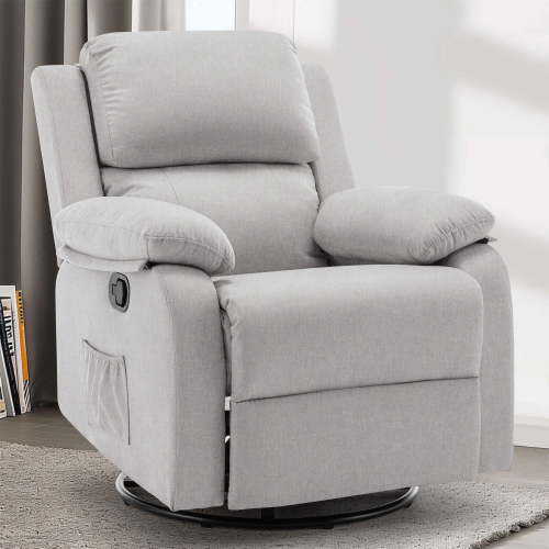 Korser Swivel Rocker Small Recliner Chair for Small Spaces for Living Room,Nursery,Light Grey