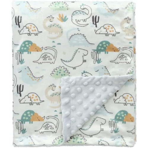CREVENT Fuzzy Baby Nursery Blanket for Boys Soft Plush Receiving Gift for Newborns, All Season Use - Dinosaur 30x40 Inches