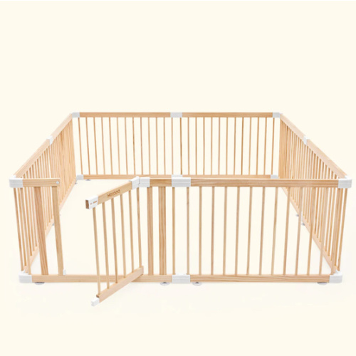 HARPPA Wooden Baby Gate Playpen | Non-Toxic Foldable DIY Adjustable Play Yard for Infants & Toddlers – Natural Finish Baby Fence for Small & Large Spaces
