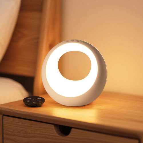 SUNMORY Night Light, Dimmable Touch TableLamp for Bedroom, Portable Ring Light, 5 Brightness and 15 RGB Colors Rechargeable Bedside Table Lamp, Suitable for Bedroom Baby Nursery Hallways Living Room