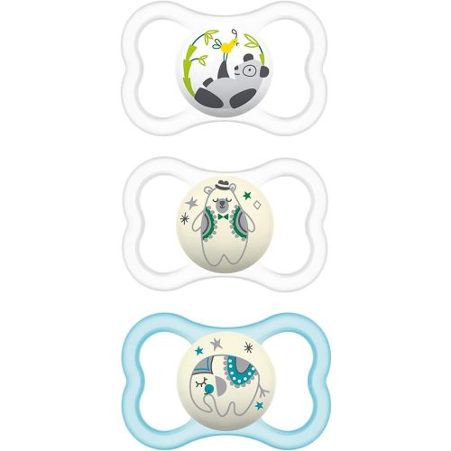 MAM Air Night & Day Baby Pacifier, for Sensitive Skin, Glows in The Dark, 3 Pack, 6-16 Months, Unisex,3 Count (Pack of 1)