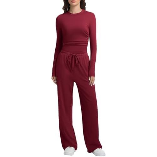 2 Piece Lounge Sets for Women Fall Outfits Long Sleeve Wide Leg Tracksuits Womens Casual Loungewear Two Pcs Matching Set