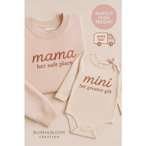 Mama Mini Onesie set, Matching Mama and Mini Sweatshirt, Push Gift For New Mom, Mama & Mini Matching Set, Mama and Me Outfit, New Mom Shirt