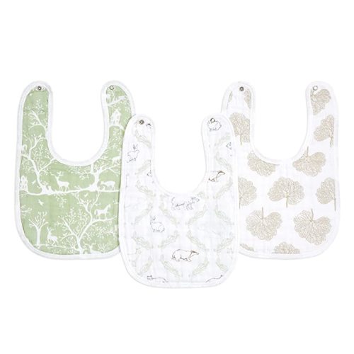 aden + anais Essentials Baby Bibs Soft & Absorbent 100% Muslin Cotton Adjustable Snap Bibs Set for Boys and Girls, 3 Pack, Harmony
