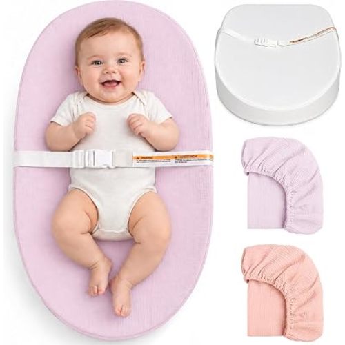 Cambiador de pañales para bebé, cambiador de pañales de muselina con forro impermeable, almohadillas para cambiador para tocador con 2 fundas de muselina (rosa + morado)